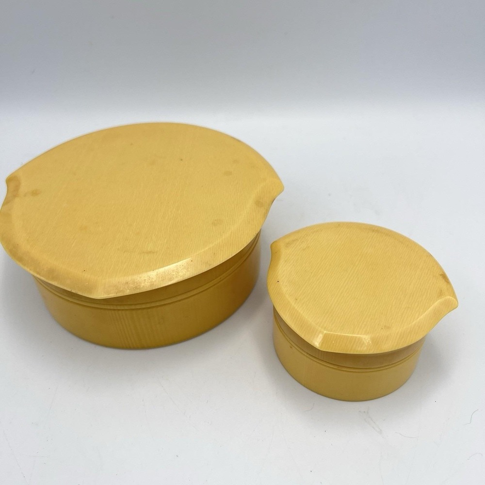 2 Vintage Lady Hamilton Colonial‎ Celluloid Vanity Boxes Trinket Jewelry Case